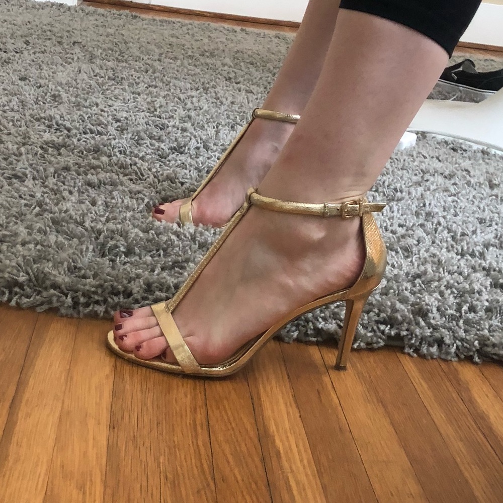 Gold Gianni Bini T-Strap Sandals